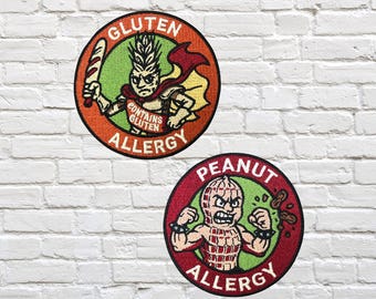 Food Allergy Iron-On Patch – Gluten & Peanut Allergy Alert, Embroidered Badge