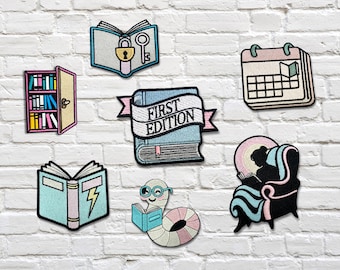 Bookish Embroidered Patches – Iron-On Patches for Readers & Book Lovers