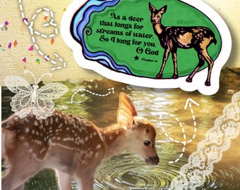 Psalms Bible Verse Sticker Pack: Deer Design, Christian Journaling, pack of 8 stickers