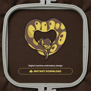 Serpent mignon en forme de cœur | Motif de broderie machine | Fichier de broderie reptile tendance | Formats PES et DST