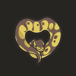 Cute Python Snake Machine Embroidery Design – Heart Shaped Serpent Boho Embroidery File for Hoodies, Tote Bags and T-Shirts
