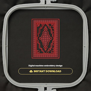 Maskinbroderidesign | Orientaliskt mattmotiv och mönster | Trendig etnisk ornament och broderifil | PES DST-format
