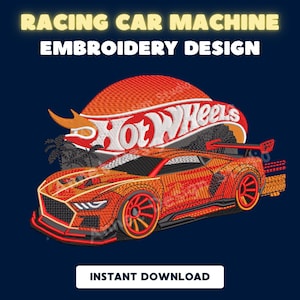 Large Racing Car Machine Embroidery Design — Jacket Back Size