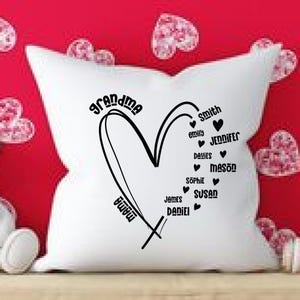 Custom Heart Grandkid Name Svg, Personalized Mama PNG, Mother Clipart jpg, Names Silhouette eps, Sublimation design pdf, Digital files dxf