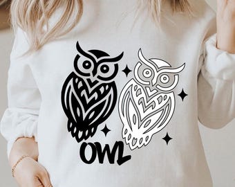 Owl Svg, Bird Png, Vector jpg, Black And White Print eps, Commercial pdf,  Sublimation Design dxf