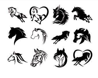 Horse Silhouette bundle svg, Horse design png, Horse Lover jpg, Animal lover pdf, horse bundle dxf