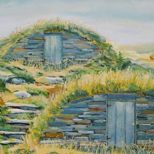 Root Cellars, bac à pommes de terre, Elliston Nl Impression artistique de ma peinture à l&#39;huile originale, téléchargement numérique unique. Terre-Neuve, grande oeuvre d&#39;art murale,