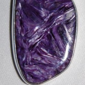 Colgante de charoita en plata de ley 925 con parte trasera de cristal violeta púrpura raro