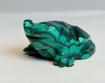 Geschnitzte Malachit Frosch Figur | Kristalltier, das grüne Statuette, afrikanisch schnitzt