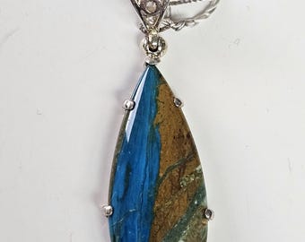 Peru Blauer Opal und Blauer Topas Sterling Silber Anhänger 925
