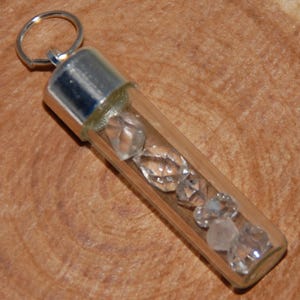 Pingente de diamante Herkimer, quartzo transparente, banhado a prata