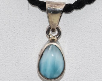 Larimar Sterling Silber Anhänger 925 Crystal Powder Blue Carved Stone