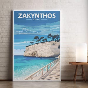 Zakynthos-Poster – Insel Cameo, Laganas | Reisedruck | Digitaler Download | Griechenland Wandkunst, Druckbares Inselposter, Küstendekor