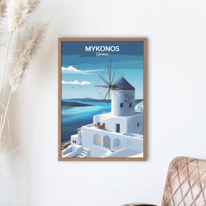 Mykonos Poster – Minimalistischer Stadtplandruck | Moderne Wandkunst | Digitaler Download | Mykonos Wanddekoration, Druckbares Reiseposter, Griechenland Geschenk