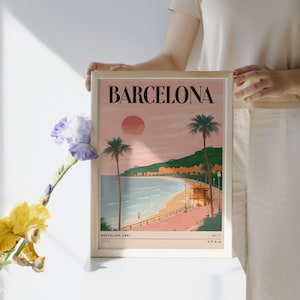 Póster de Barcelona – Impresión de mapa de la ciudad vintage | Portada del libro de fotografías de viajes | Descarga digital | Decoración de Barcelona, Libro de mesa de centro, España