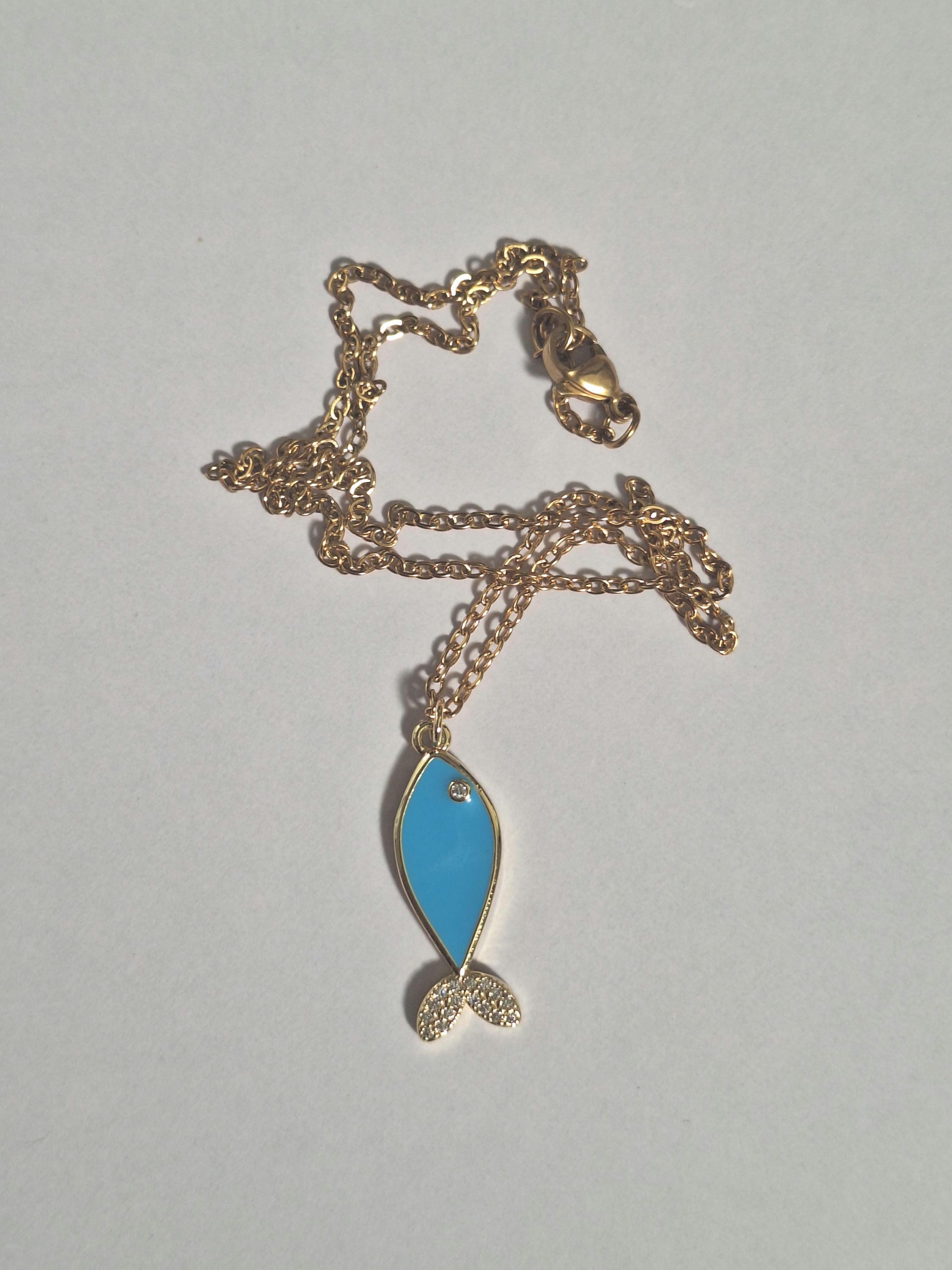 LSONGE - Pendentif Les Loulous Poisson XL Bleu Nuit