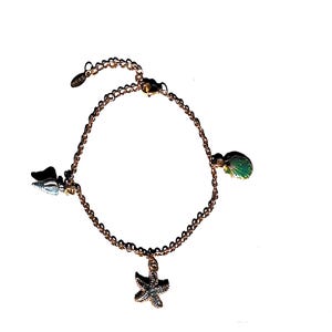 stainless steel anklet with metal sea charms