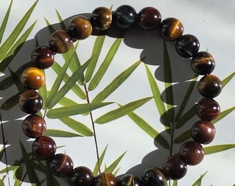 Pulsera elástica con cuentas de ágata ojo de tigre natural