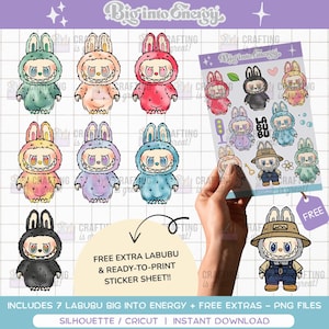 Labubu Big into Energy Bundle | Labubu PNG | Kawaii Cute Digital Stickers | Labubu Clipart | Labubu designs | PNG files | Sticker Sheet