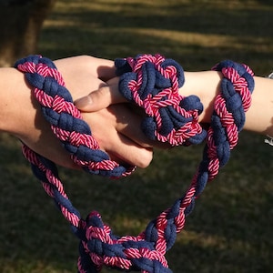 Pre-made Navy Blue Hot Pink Handfasting Cord | Braided Wedding Unity Rope | Celtic Ceremony Ribbon