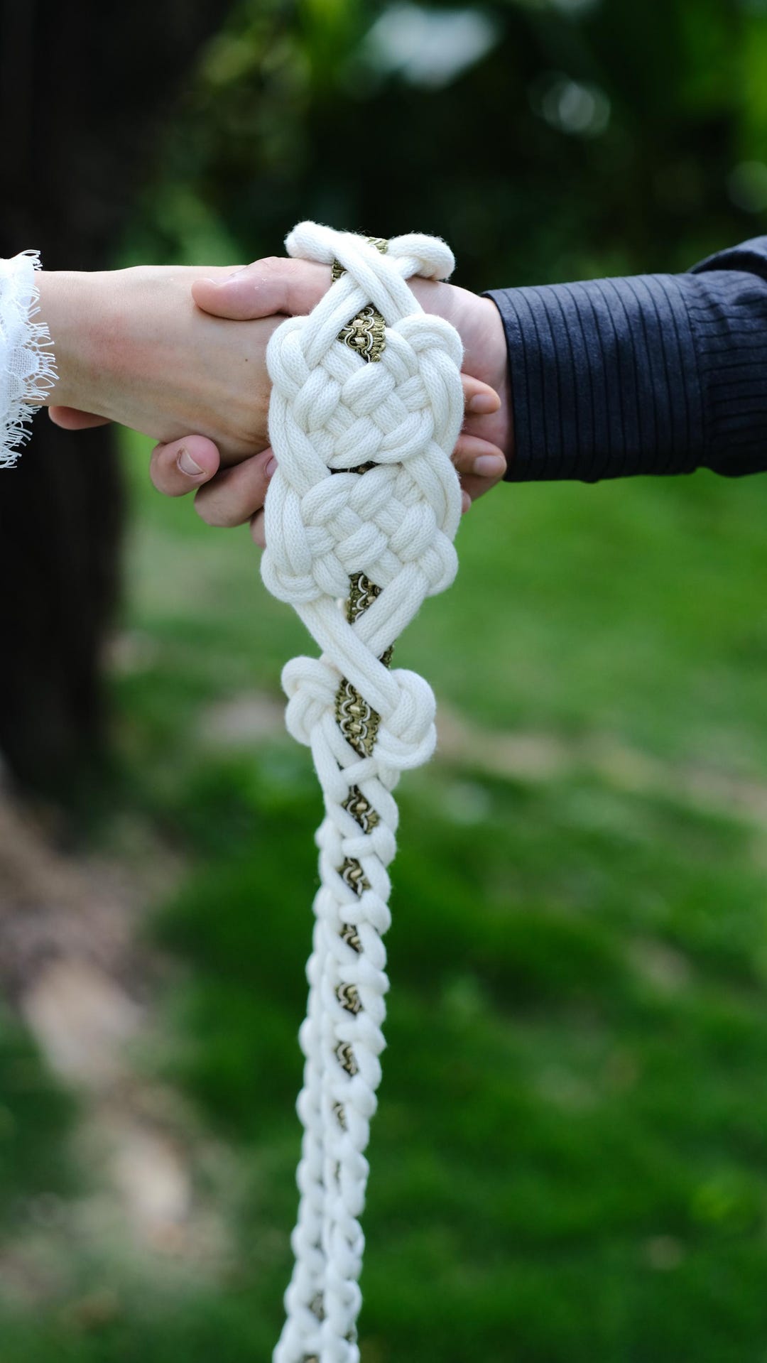 Custom Braided Handfasting Cord: Celtic Knot, White Rope & Antique Gold ...