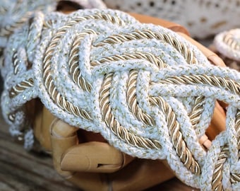 Custom braided Handfasting Cord: Champagne & Ivory, Celtic Nine Knots – Customizable Colors