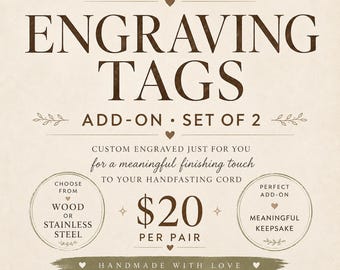 Personalized Engraved Tag Pair Add-On | Wooden or Stainless Steel Name Tags | Set of 2
