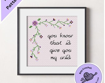 Taylor Swift folklore 'peace' Quote Cross Stitch Pattern