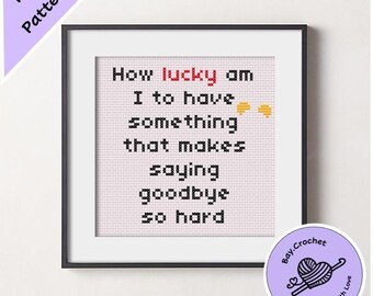 Winnie The Pooh Pooh "How Lucky Am I" Quote Cross Stitch Pattern