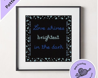 Avatar "Love Shines Brightest in the Dark" Quote Cross Stitch Pattern