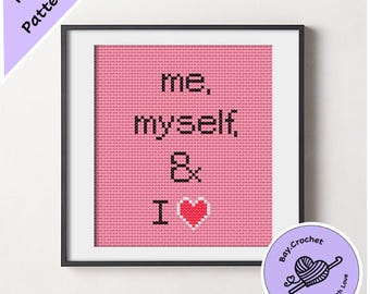 Candace's Room Sign: "Me, Myself, & I" Cross Stitch Pattern