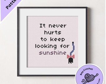 Winnie the Pooh Eeyore "Looking for Sunshine" Quote Cross Stitch Pattern