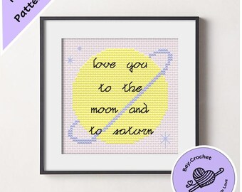Taylor Swift folklore "love you to the moon and to saturn" Quote Cross Stitch Pattern