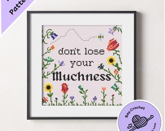 Alice In Wonderland "Don't Lose Your Muchness" Quote Cross Stitch Pattern