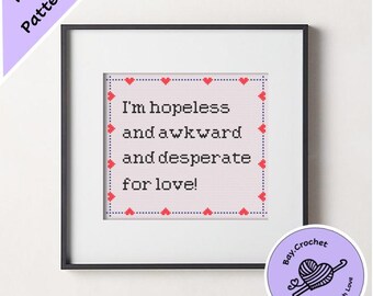Friends Chandler "Hopeless and Awkward" Quote Cross Stitch Pattern