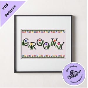 Floral &quot;Groovy&quot; Cross Stitch Pattern