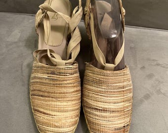 Life Stride Sasha Wedge Espadrilles Erdtöne Größe 9 1/2 NWOB