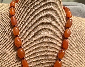 Carnelian Beaded oval Shaped Necklace