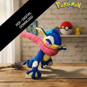 Padrão de Amigurumi do Greninja | Crochê Fácil Inspirado em Pokémon (PDF)