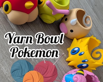 Bol de lana con forma de bicho Pokémon para tejer a crochet / Impreso en 3D