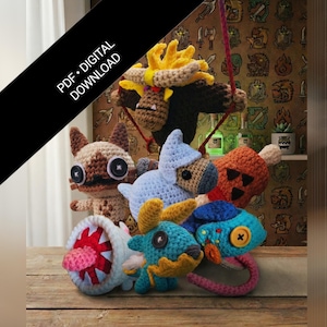 Alle Monster Amigurumi Häkelanleitung | Von Monsterjägern inspiriertes PDF-Tutorial