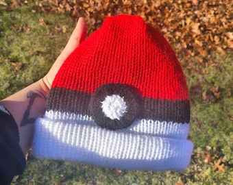 Pokeball Beanie – Handmade Knitted Hat