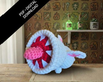 Padrão de crochê para amigurumi Khezu | Tutorial em PDF inspirado em Monster Hunter