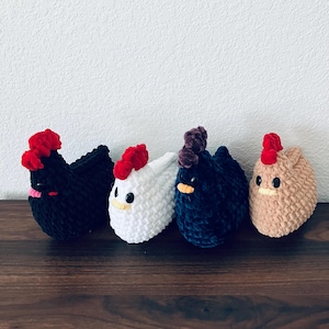 Crocheted Stardew Valley Chicken Plushies, Amigurumi Stuffed Animal, Desk Buddy, Gift for Gamers, Custom Handmade Crochet