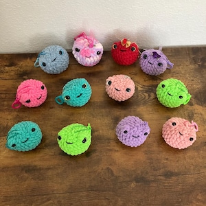 Plushie Chubby Frog Keychain, Backpack Buddy, Zipper Charm, Amigurumi Stuffed Animal Toy, Birthday Gift, Decor, Custom Handmade Crochet