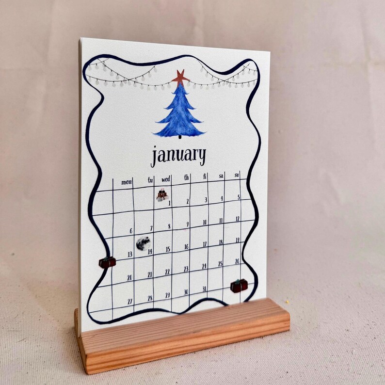 2025 Minimalist Line Art Desk Calendar With Wooden Stand, Elegant ...