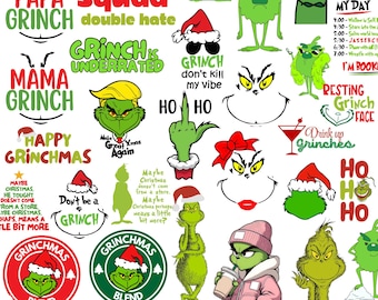 Grinch Faces Christmas svg Bundle, Cut Files (pdf, jpg, png)