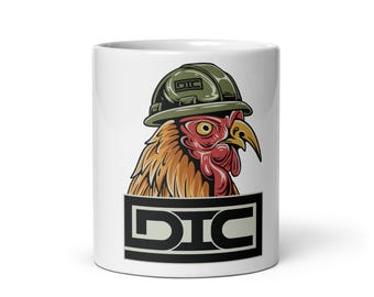 Funny Construction Mug: Rooster with Hard Hat, Blue Collar Gift