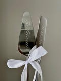 Hand Engraved Wedding Cake Knife Set: Stainless Steel, Personalized Gift product logo