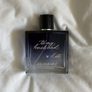 Custom Engraved Cologne Bottle: Refillable Dark Blue Gift (Empty)